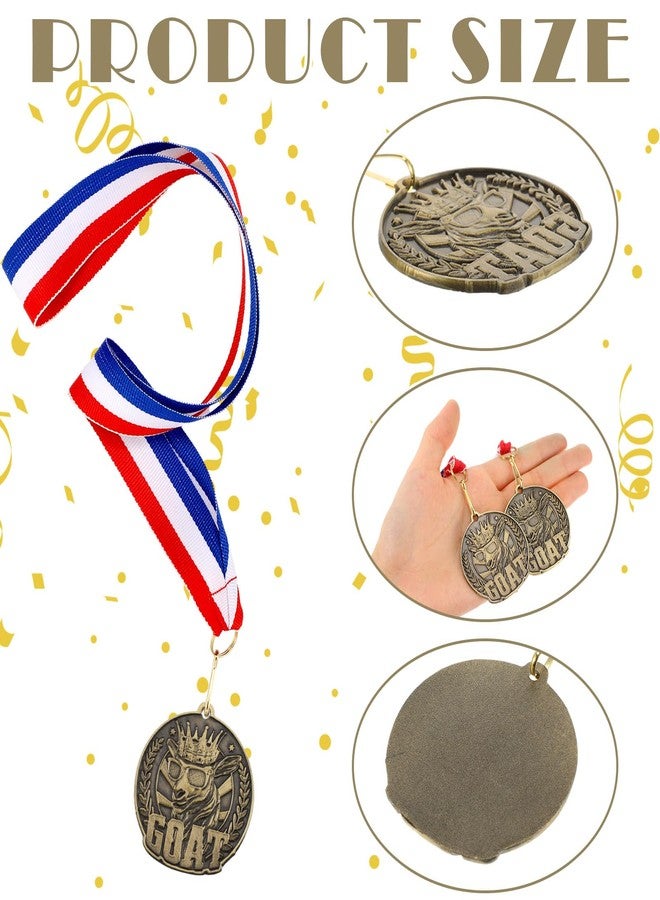 Quelay 30 Pcs Goat Medal Greatest of All Time Goat Pendant Champ Medal Funny Medals for Awards with Neck Ribbon Goat Award Necklace for Football Basketball Sports Tournament MVP Awards Collections - Image 3